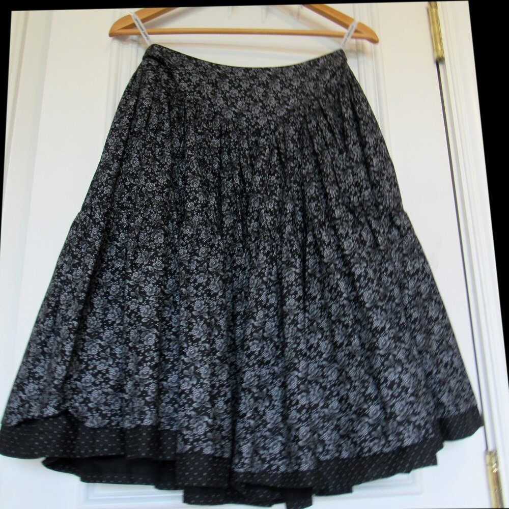 Black Floral A-Line Skirt